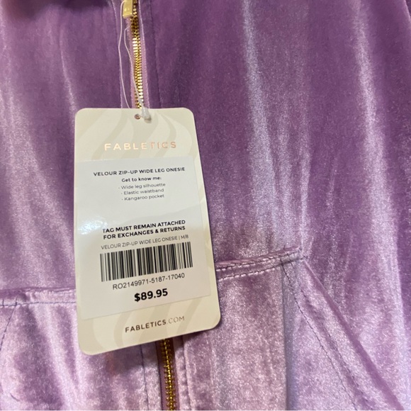 NWT Fabletics | Velour Zip-Up Wide Leg Onesie - Picture 8 of 13
